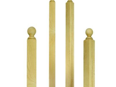 ASCENSION STAIR PARTS 3004 Ball Top Newels – Craftsman Primed Wood Stair Newel, 3" Base × 48" Height