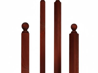 ASCENSION STAIR PARTS 3005 Ball Top Newels – Craftsman Mahogany Wood Stair Newel, 3" Base × 59" Height