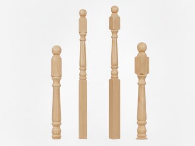 ASCENSION STAIR PARTS 4010BTS50 Ball Top Newel – Colonial Maple Wood Stair Newel, 3″ Base × 50″ Height