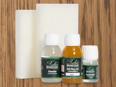 RUBIO MONOCOAT Oil Plus 2C Bundle – Shell Grey 130 mL Wood Stain & Finish Kit (40–65 sq ft)