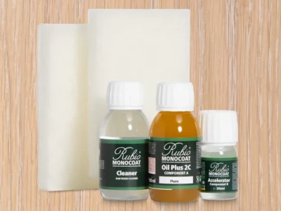 RUBIO MONOCOAT Oil Plus 2C Bundle – Super White 130 mL Wood Stain & Finish Kit (40–65 sq ft)