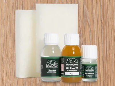 RUBIO MONOCOAT Oil Plus 2C Bundle – White 130 mL Wood Stain & Finish Kit (40–65 sq ft)