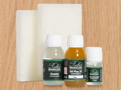 RUBIO MONOCOAT Oil Plus 2C Bundle – White 5% 130 mL Wood Stain & Finish Kit (40–65 sq ft)